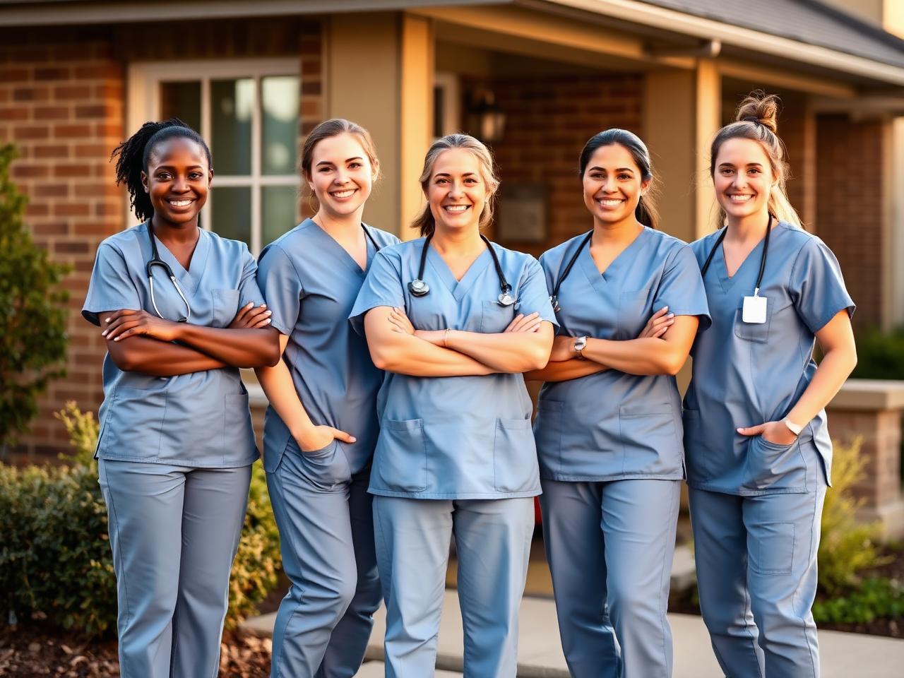 The Peak Wound Care nursing team smiling together outside a patient's home